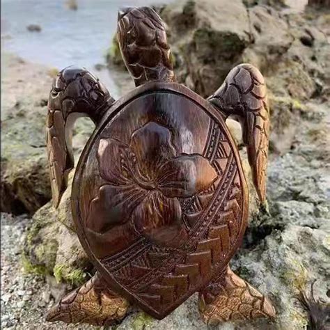 Hawaiian Turtle Carving Ocean Decor, Resin Carved Turtle Beach Bathroom ...