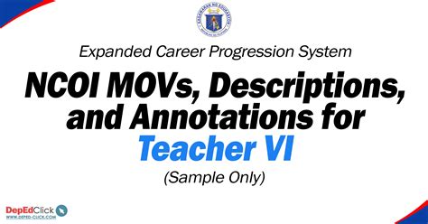 Teacher VI Sample NCOI MoVs, Descriptions, and Annotations - DepEd Click