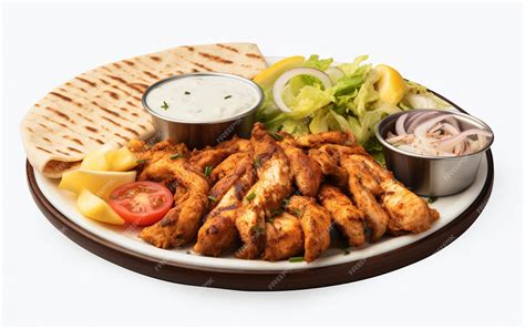 Premium Photo | Chicken Shawarma Platter on White Background