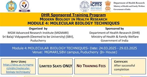 DHR sponsored training on "Modern Biology in Health Research" (Module ...