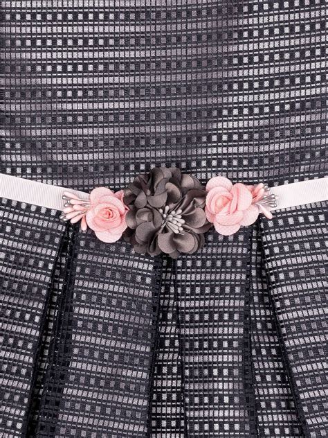 Girls Navy Blue Net Dress With Belt 12302 | Peppermint