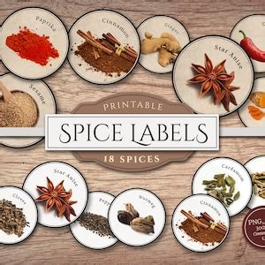 Buy Printable Spice Labels (PNG & PDF Sheets), Seasoning Labels, Round ...