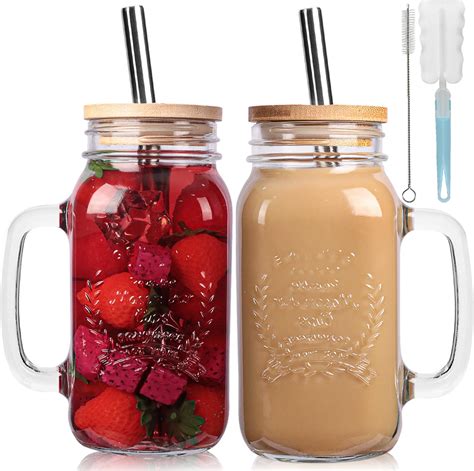 Amazon.com: Home Suave 20oz Mason Jar Mug with Handle, Regular Mouth ...