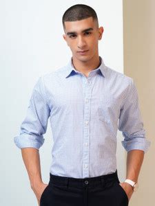 HIGHLANDER Men Checkered Formal Blue Shirt - Buy HIGHLANDER Men ...