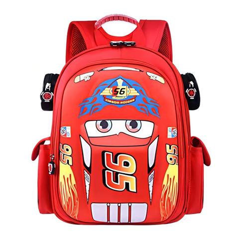 3D Cars Backpack Red Blue Lightning McQueen Backpacks 14.6inch ...