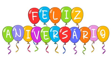 Happy Birthday lettering in Portuguese with colorful balloons 28858922 ...