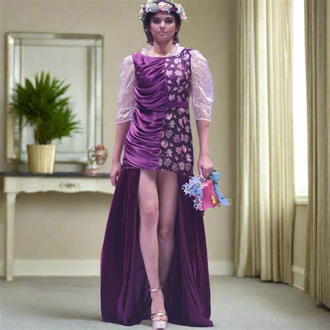 Roman Elegance Lavender Floral Pure Silk Satin Velvet Gown – Wear.Style