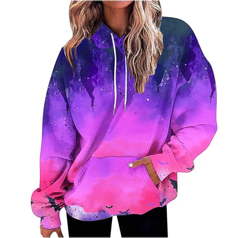 Women Plus Size Hoodies Loose Tie-Dye Printing Hooded V-neck Pocket ...