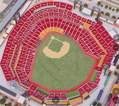Busch Stadium Seating Chart with Seat Numbers and Rows