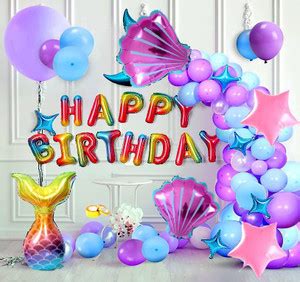 SV Traders Mermaid Theme Girls Birthday Decoration Combo Kit Of 84 Pcs ...