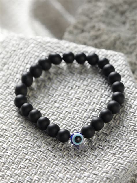 Bold by Priyaasi Black Evil Eye Beaded Bracelet for Men