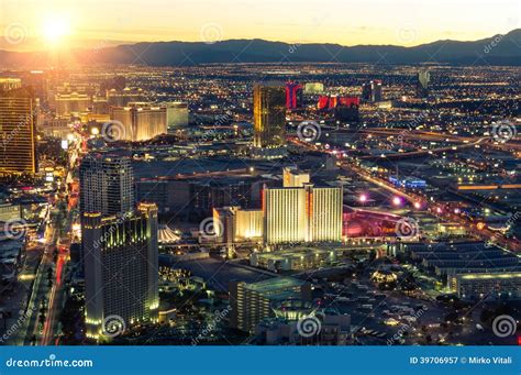 Las Vegas Skyline at Sunset Editorial Photography - Image of sunset ...