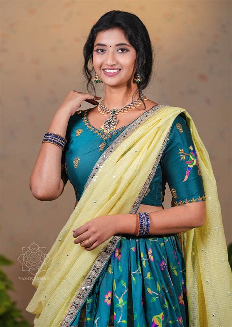 Teal Blue Paithani Half Saree – Vastrasuka
