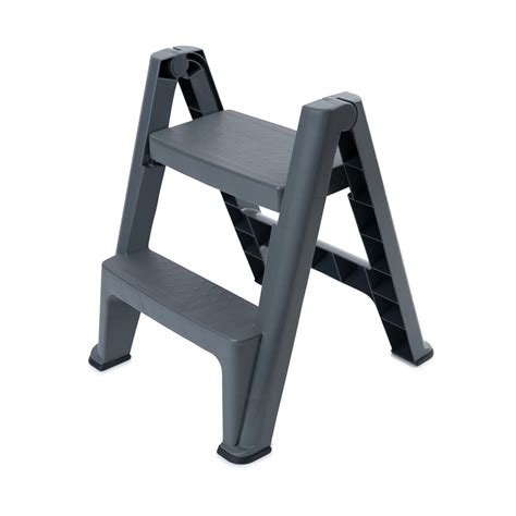 Mistral® Step Folding 2-Step Stool Grey, Capacity 300 lbs / 136 Kg ...