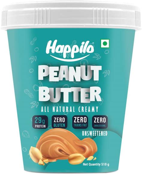 Happilo Peanut Butter All Natural Unsweetened Creamy 500 g Price in ...