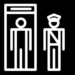 Persons at museum entrance elevator one visitor and a guard - Free ...