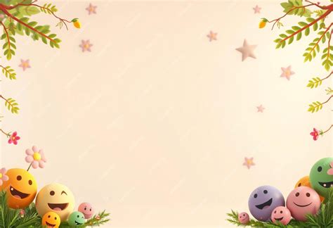 Smiling Emojis with Flowers and Leaves on a Pink Background | Premium ...