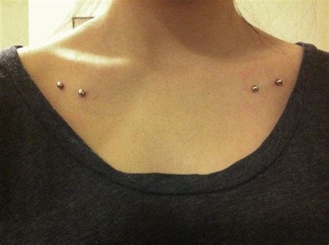 Body piercing jewellery -unique surface piercing - collar bones - skin ...