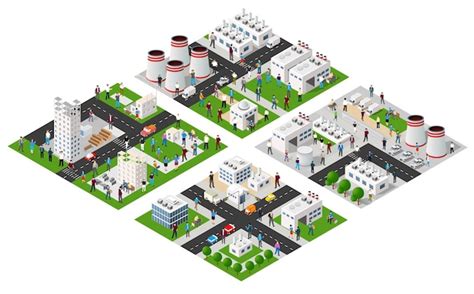 Isometric 3d city module industrial urban factory which includes ...
