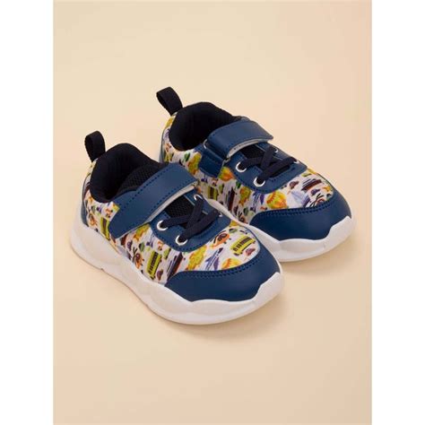 Buy Hopscotch Dinosaur Print Blue Round Toe Sneakers Online
