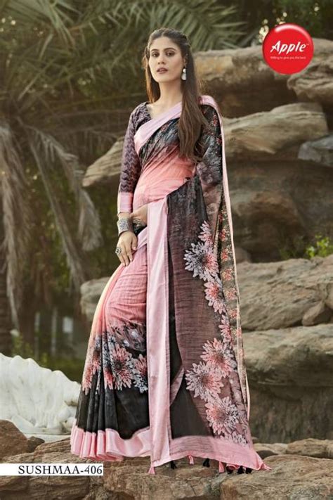 Apple Sushmaa 4 Linen Satin Printed Saree Collection :textileexport