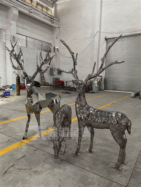 镜面不锈钢鹿雕塑 - 卓景雕塑公司