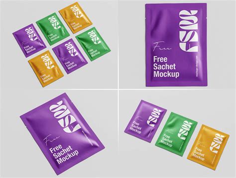 4 Free Cosmetic Mini Sachet Packaging Mockup PSD Files - Free Package ...