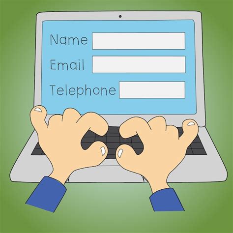 Cartoon illustration of online form filling on laptop | Premium Vector