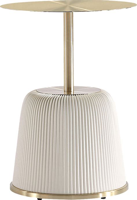 Broomcage I Cream Beige Leatherette End Table | Rooms to Go