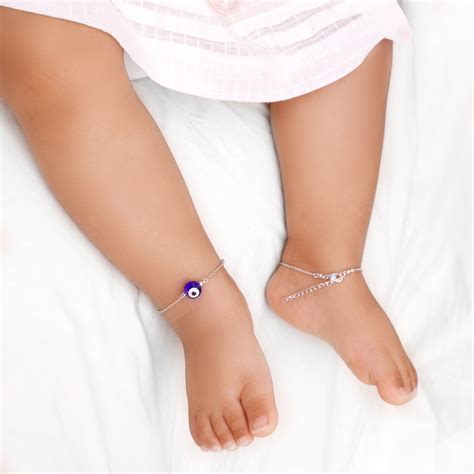 (Pair) Silver Evil Eye Cutie Kids Anklet – GIVA