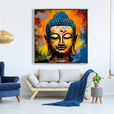 Serene Wisdom: Lord Buddha Wall Art Paintings for Home and Office Decor ...