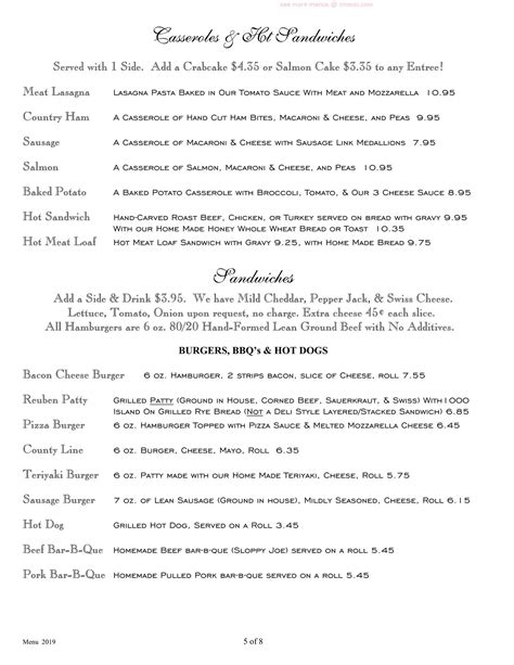 Menu at County Line Restaurant, Richfield