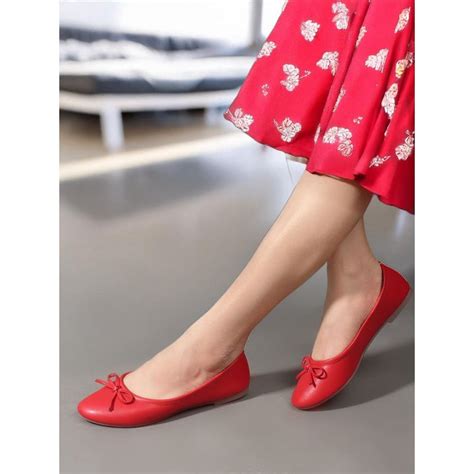 Buy Carlton London Red Solid Round Toe Casual Ballerinas Online