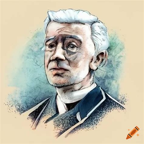 Cartoon of scientist robert andrews millikan with grey hair, no beard ...