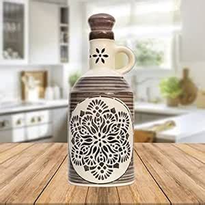 Kahana Gray Floral Ceramic Oil Dispenser Ink Blue Floral Art 1000 Ml ...