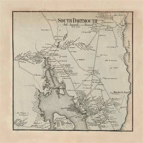 South Dartmouth Village, Dartmouth, Massachusetts 1858 Old Town Map ...