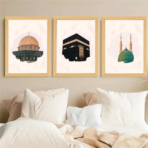 Painting Mantra Masjid E Nabawi Mosque Mecca Kaaba Islamic Wall ...