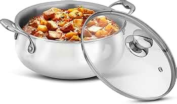 AGARO Regency Triply Stainless Steel Saucepot 3.5 Liter with Glass Lid ...