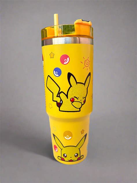 Pikachu Stainless Steel Tumbler - 900 Ml Pokémon Drinkware for Fans ...