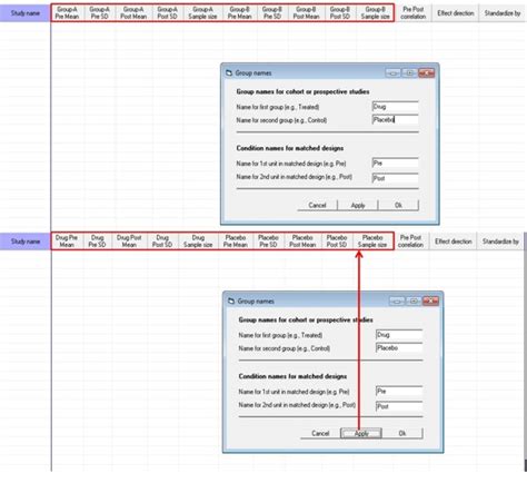 Data entry formats in CMA involving continuous data