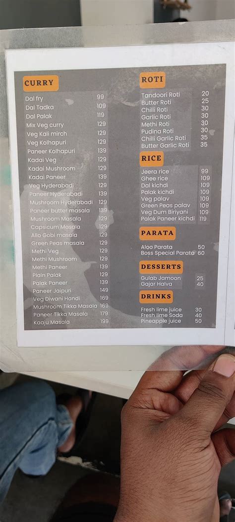 Menu at Roti Boss, Bengaluru