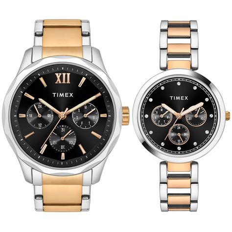 Timex Empera Pairs Black Dial Round Case Multifunction Function Watch
