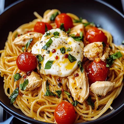 Chicken Spaghetti with Burrata