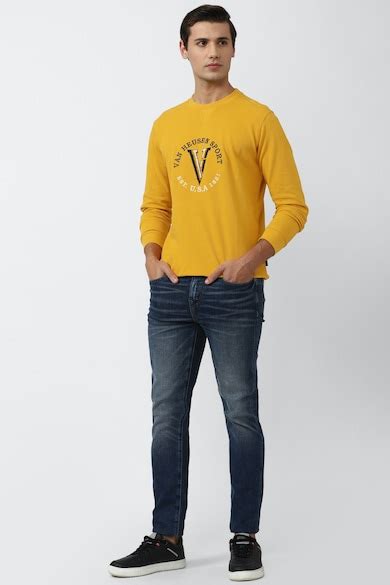 Buy Men Yellow Graphic Print Crew Neck Sweatshirt Online - 776390 | Van ...