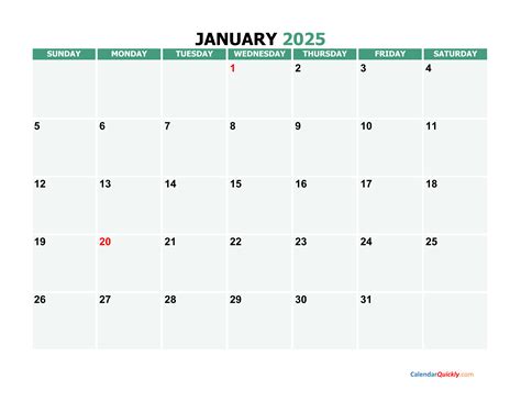 January 2025 Calendars | Calendar Quickly
