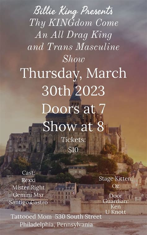 Thy KINGdom Come: An All Drag King and Trans Masculine Show, Tattooed ...