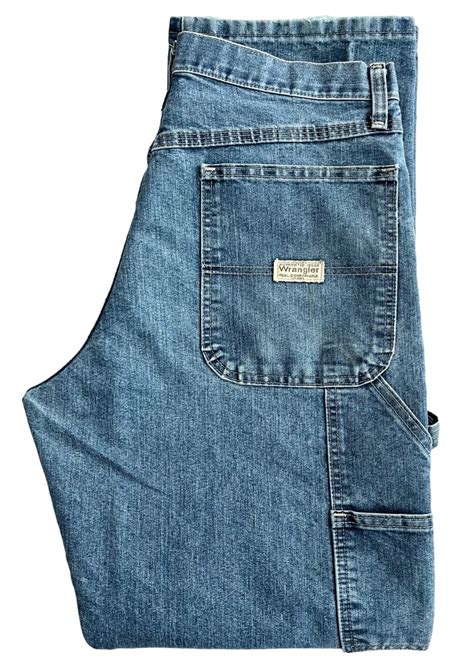 WRANGLER AUTHENTIC ISSUE CARPENTER JEANS Men 36x32 Blue Denim PREOWN ...