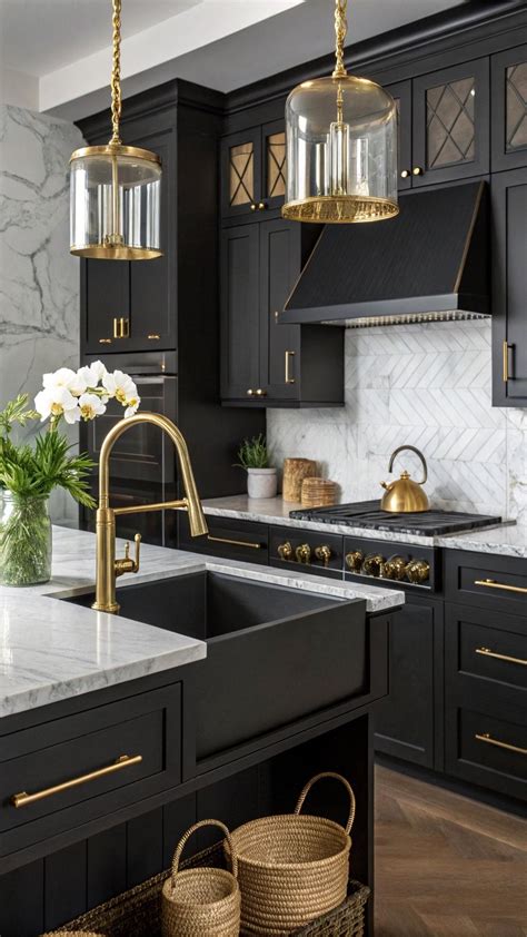 20 Beautiful Luxury Black Kitchen Designs | Elegant kitchen design ...