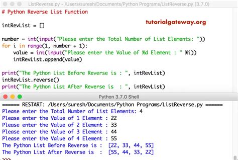 Python List reverse Function