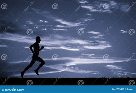 Silhouette of running man. stock image. Image of race - 42055451